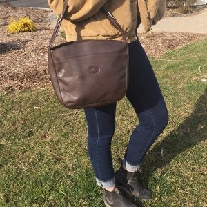 Longchamp brown leather handbag